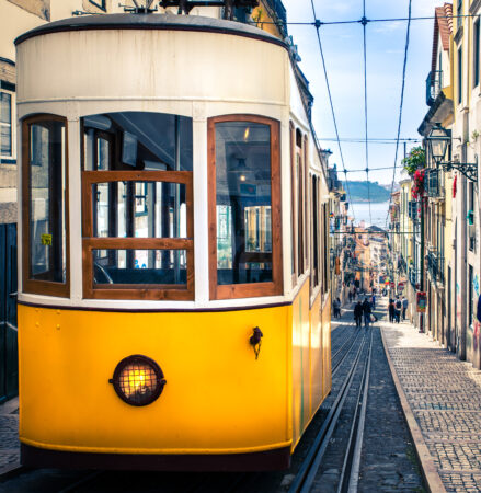 Lisbon's Gloria funicular connects downtown with Bairro Alto.
