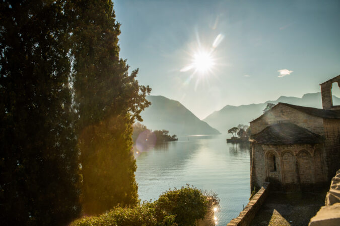 Amazing sunny view on lake Como