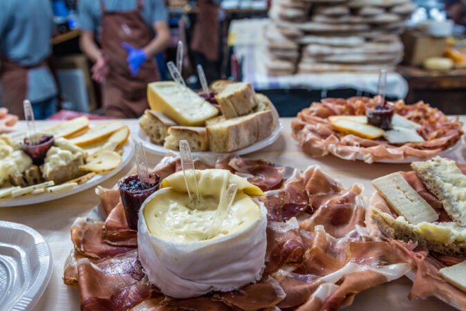 Cheese and ham on Mercado da Baixa market on a Fig Tree Square i